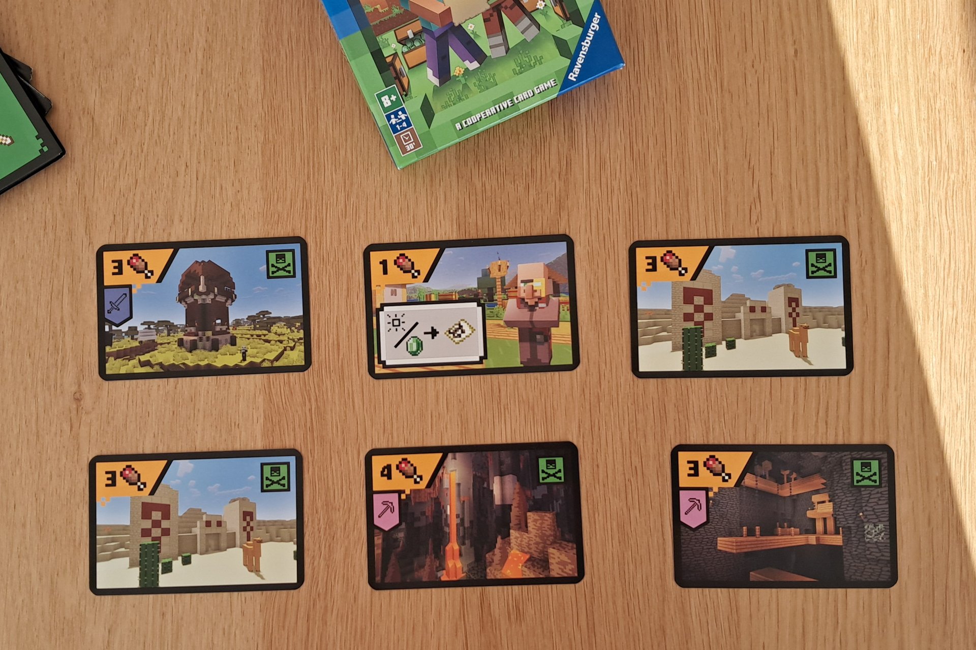 Photo of six Landscape cards from the Minecraft Explorers