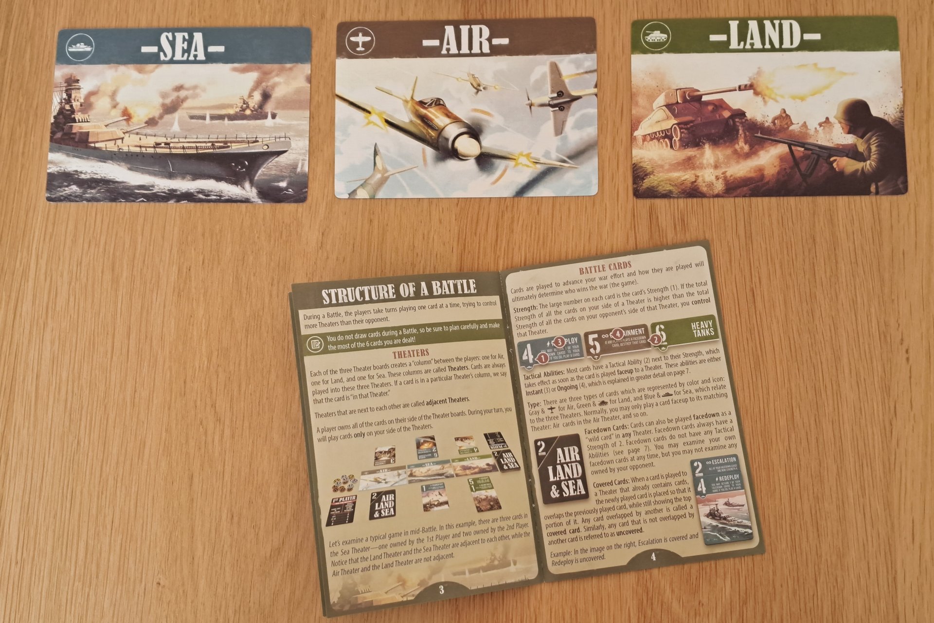 Close up of the Air, Land & Sea rulebook