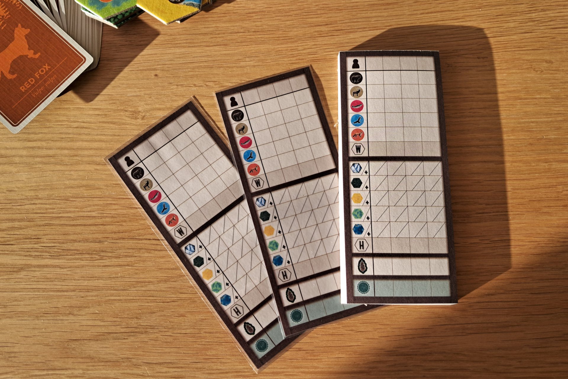 Cascadia scorepad with two sheets that I plastered myself