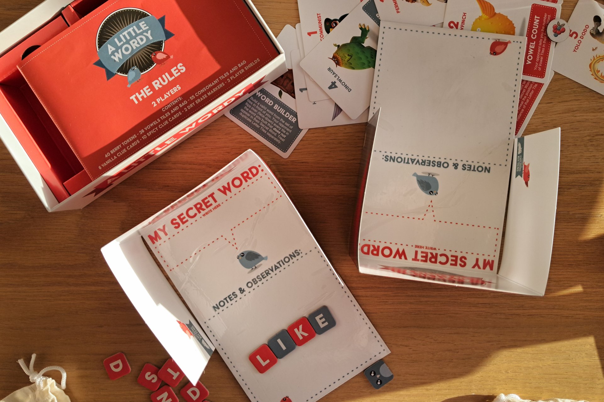 The A Little Wordy game boards.